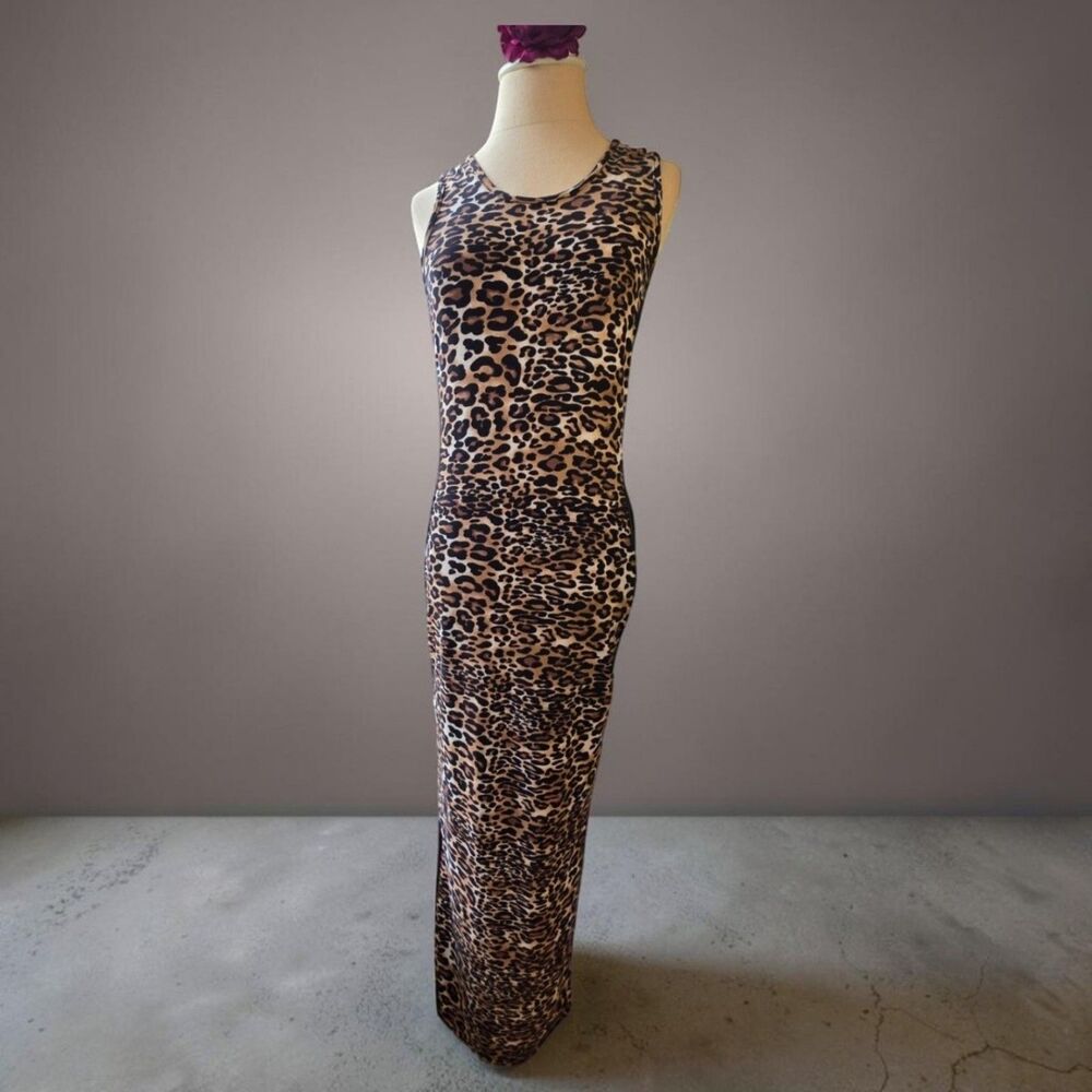 Hot Kiss Leopard Print Racerback Maxi Dress, Women's Medium, Y2K Tank Dress